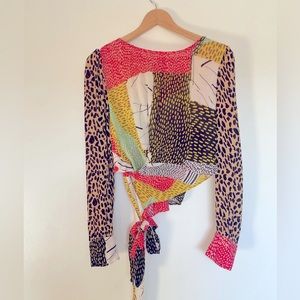 Anthropologie Blink London Pattern Wrap Blouse